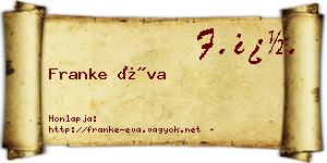 Franke Éva névjegykártya